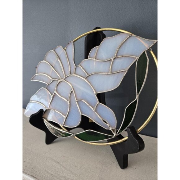 Stained Glass Dove with Branch Handmade Suncatcher Easter/Christmas Decor Vtg - Picture 4 of 10